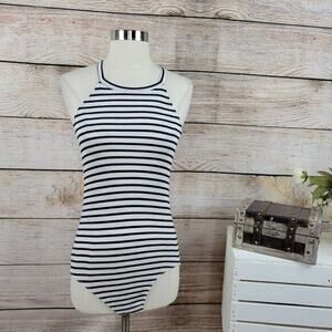NWT Splendid‎ Striped Venice Bodysuit Navy White XS